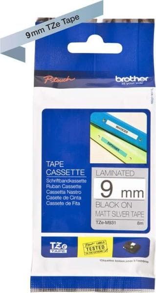BROTHER - Schriftbandkassette BF.si-met/DF.schwarz TZe-M921