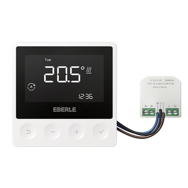 EBERLE - Raum-/Bodenthermostat AP 5-30/10-40° AC 230V Puck UPP16 RAL9016 glänz.