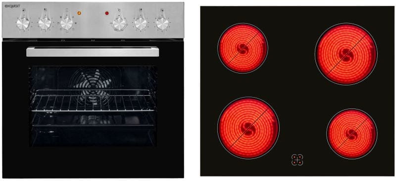 EXQUISIT - Einbauherdset 60cm 7BA + Glaskeramik Kochfeld mit Rahmen A edst