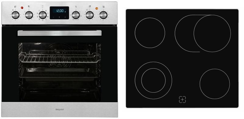 EXQUISIT - Einbauherdset 60cm 9BA + Glask. Kochfeld Zwkr Bräterz A inox
