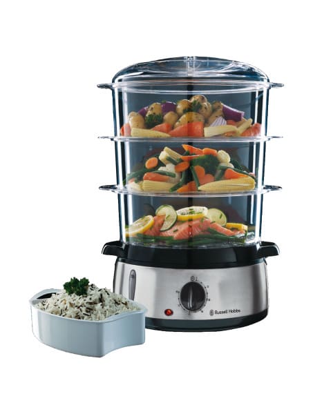 RUSSELL HOBBS - Dampfgarer 800W 9L 3Behälter Reisschale Zeitschaltuhr edst