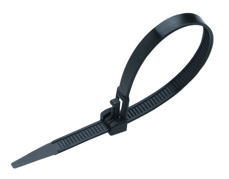 CIMCO - Wiederöffenbare Kabelbinder LxB 200x7,5mm, BündelØ bis 50mm, schwarz