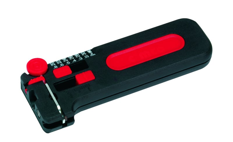 CIMCO - Jokari Präzisions-Abisolierer PWS-PLUS, roter Druckknopf, 0,25 - 0,80 mm Ø