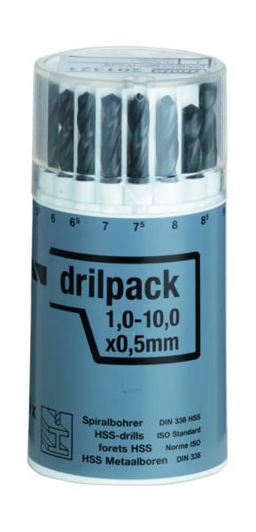 CIMCO - Spiralbohrer-Sortiment, 19teilig, 1-10mm Ø, steigend um 0,5mm
