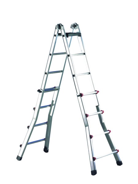 CIMCO - Höhenverstellbare Aluminium-Teleskop-Leiter inklusive Traverse mit 2 x 12 Stufen