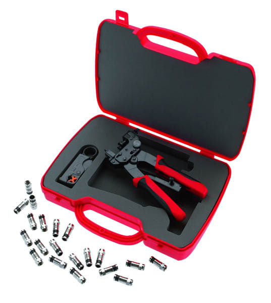 CIMCO - Werkzeugset F-Kompressionsstecker, für Kabel- und Satelliten-TV-Anlagen