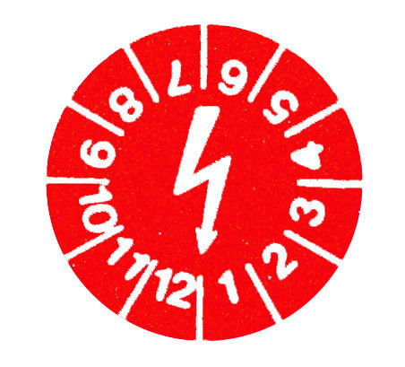 CIMCO - Prüfplakette rot 'Blitz', Ø- 30 mm, 108 Stück pro Heft