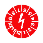 CIMCO - Prüfplakette rot 'Blitz', Ø- 30 mm, 108 Stück pro Heft