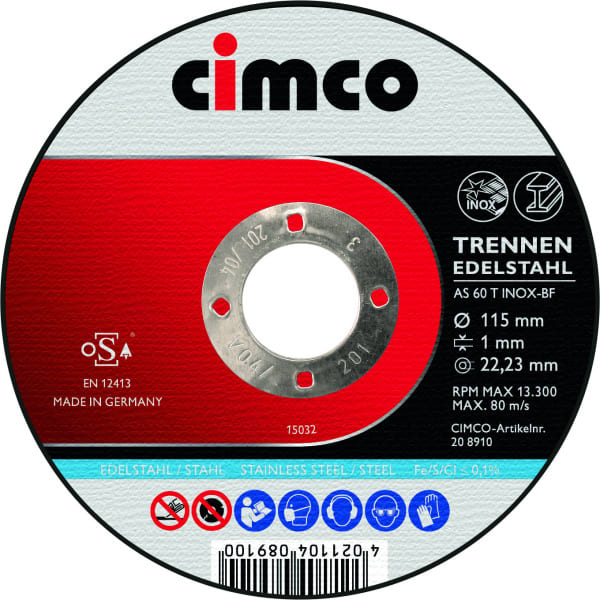 CIMCO - Korund-Trennscheibe INOX EDELSTAHL, 125 mm Ø