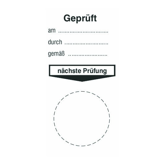 CIMCO - Grundplakette 'Geprüft/am/durch/gemäß...'