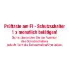 CIMCO - FI-Prüftasten Hinweisaufkleber ' 1 x monatlich betätigen!'