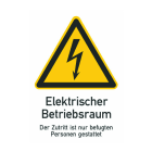 CIMCO - Warnzeichen für Elektrotechnik, selbstklebend 'Elektrischer Betriebsraum'