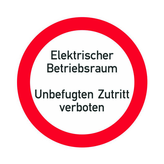 CIMCO - Verbotszeichen 'Elektrischer Betriebsraum Unbefugten Zutritt verboten'