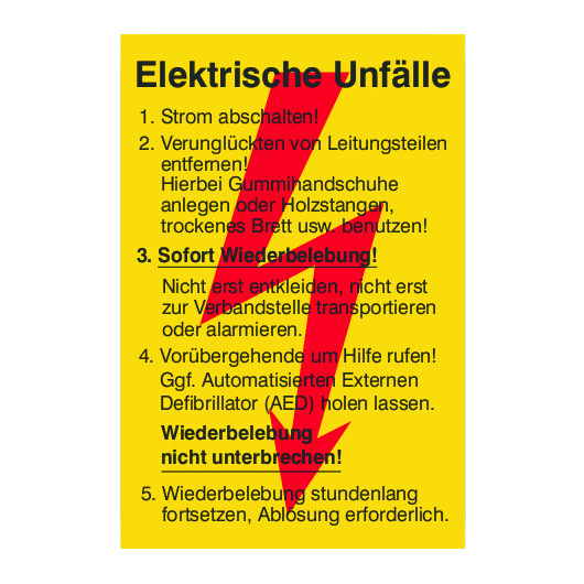 CIMCO - Sicherheitsaushang 'Erste Hilfe bei elektrischen Unfällen'