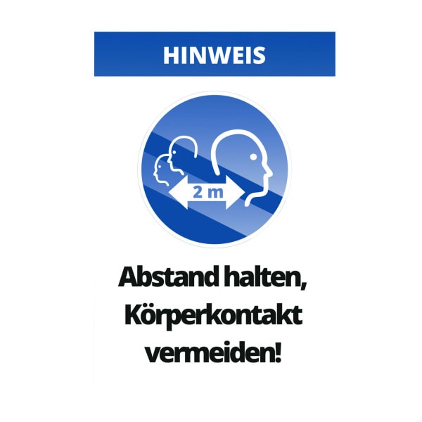 CIMCO - Laminierte Warntafel 'Abstand halten, Körperkontakt meiden!' 297 x 420 x 1,6 mm