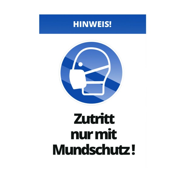 CIMCO - Laminierte Warntafel 'Zutritt nur mit Mundschutz!' 297 x 420 x 1,6 mm