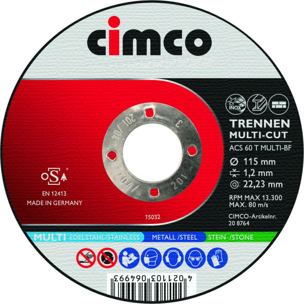 CIMCO - Multicutscheiben in Dose 10x 125x1,2mm, ACS60 Stein,Inox, Stahl