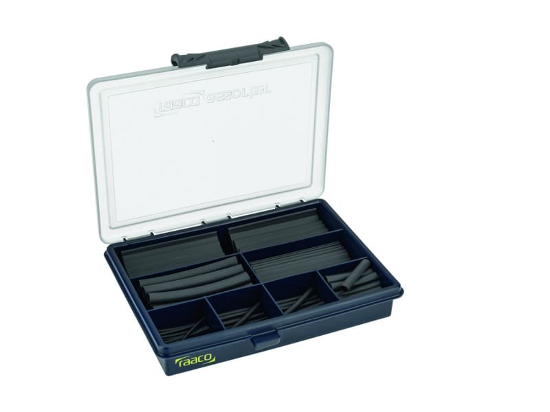 CIMCO - Schrumpfschlauch-Set BLACK, in Sortimentsbox, 130-teilig, transparent, dünnwandig