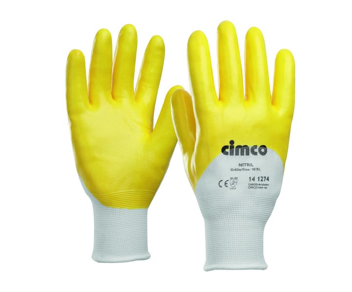 CIMCO - Arbeitshandschuh ''Nitril'' gelb/weiß, Größe 10/XL