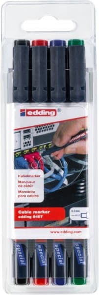 CIMCO - edding Kabelmarker 4er Set basic, Rundspitze 0,3mm.