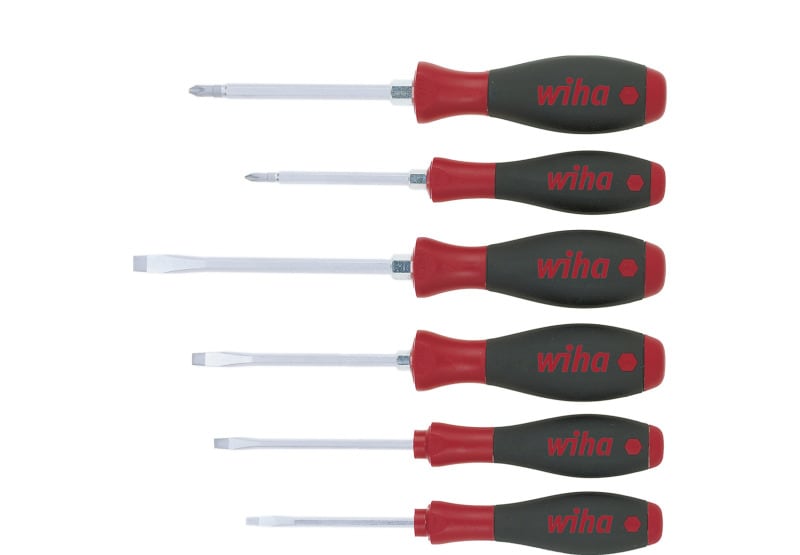 WIHA WERKZEUGE - Schraubendreher Set SoftFinish Schlitz, Phillips 6-tlg. mit 6-Kantansatz