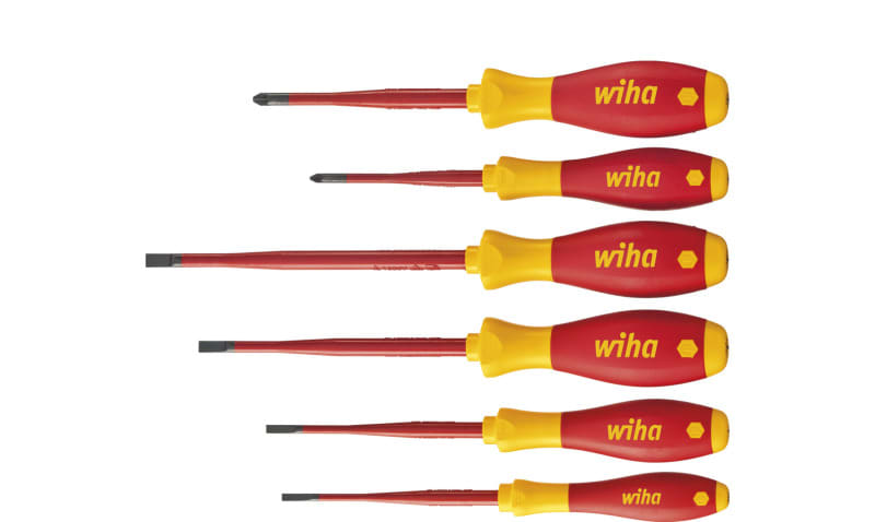 WIHA WERKZEUGE - Schraubendreher Set SoftFinish electric slimFix Schlitz, Pozidriv 6-tlg