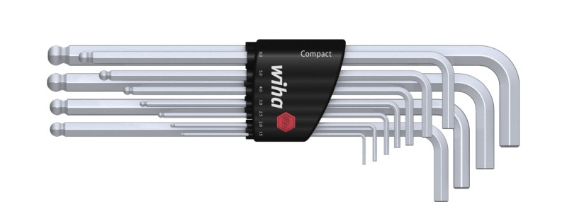 WIHA WERKZEUGE - Stiftschlüssel Set im Compact Halter 6-Kant-Kugelkopf 12-tlg. mattverchr.