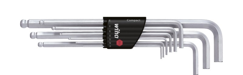 WIHA WERKZEUGE - Stiftschlüssel Set im Compact Halter 6-Kant-Kugelkopf 10-tlg. mattverchr.
