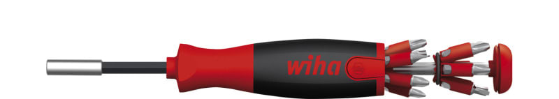 WIHA WERKZEUGE - Schraubendreher mit Bit Magazin LiftUp 25 magnetisch gemischt mit 12 Bits, 1/4''