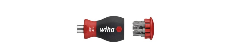 WIHA WERKZEUGE - Schraubendreher mit Bit Magazin magnetisch mit 6 Bits, Stubby, 1/4''