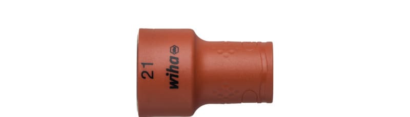 WIHA WERKZEUGE - Steckschlüsseleinsatz isoliert 3/8'' Außen6-Kant 21mmx3/8''