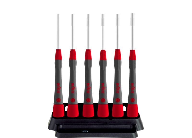 WIHA WERKZEUGE - Feinschraubendreher Set PicoFinish 6-Kant-Steckschlüssel 7-tlg. inkl. Halter