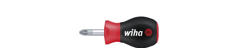WIHA WERKZEUGE - Schraubendreher SoftFinish Pozidriv mit kurzer Rundklinge, Stubby, PZ01x25mm