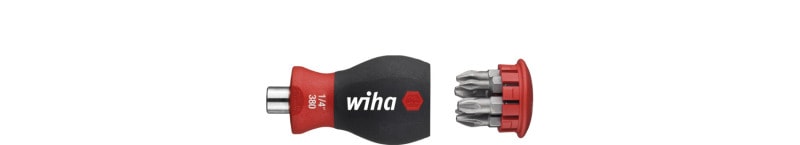 WIHA WERKZEUGE - Schraubendreher mit Bit Magazin magnetisch Stubby, 1/4''