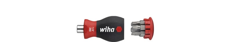 WIHA WERKZEUGE - Schraubendreher mit Bit Magazin magnetisch TORX mit 6 Bits, Stubby, 1/4''