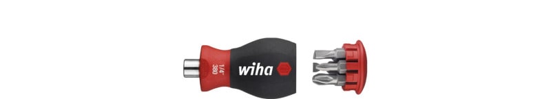 WIHA WERKZEUGE - Schraubendreher mit Bit Magazin magnetisch mit 6 Bits, Stubby, 1/4''