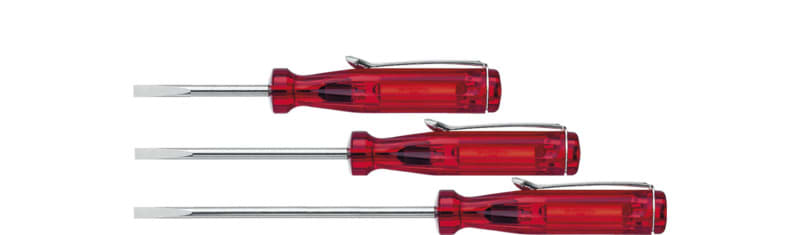 WIHA WERKZEUGE - Kleinschraubendreher Schlitz transparent-rot, mit Ansteckclip, 3x80mm