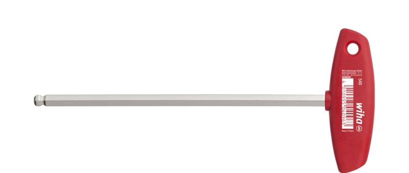 WIHA WERKZEUGE - Stiftschlüssel mit Quergriff 6-Kant-Kugelkopf glanzvernickelt, 4x150mm