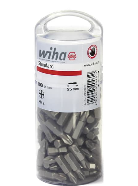 WIHA WERKZEUGE - Bit Standard 25mm Phillips (PH2) 100-tlg. 1/4'' in Großpackung