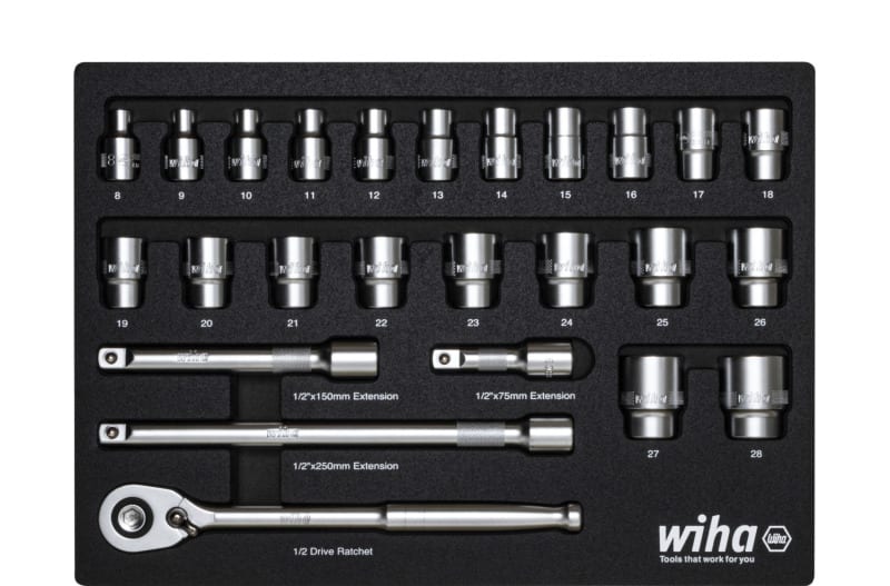 WIHA WERKZEUGE - Ratschenschlüssel Set 1/2'' 26-tlg. inkl. Schaumeinlage