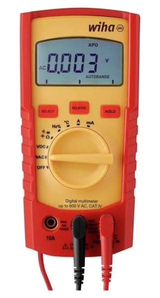 WIHA WERKZEUGE - Digitales Multimeter bis 600 V AC, CAT IV inkl. 2x AAA-Batterien