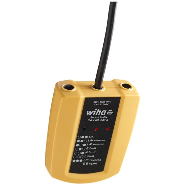 WIHA WERKZEUGE - Steckdosentester 230 V AC, CAT II inkl. 2x AAA-Batterien