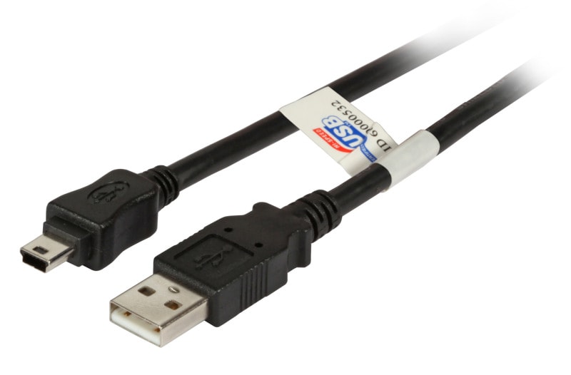 EFB - USB2.0 Anschlusskabel A - Mini B (5polig), St.-St., 1,0m, schwarz, Premium