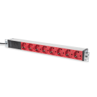 DIGITUS - 19'' Steckdosenleiste 1HE 8-fach Schuko ROT m. C14-Zuleitung