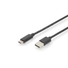 DIGITUS - USB-C 2.0 Verbindungskabel C/ST<>A/ST 3A, 3m, sw