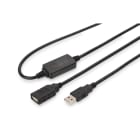 DIGITUS - USB 2.0 Repeaterkabel, USB A ST <> USB A BU, 10 m