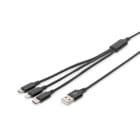 DIGITUS - USB Ladekabel 3 in 1, USB A - Lightning + Micro USB + USB-C