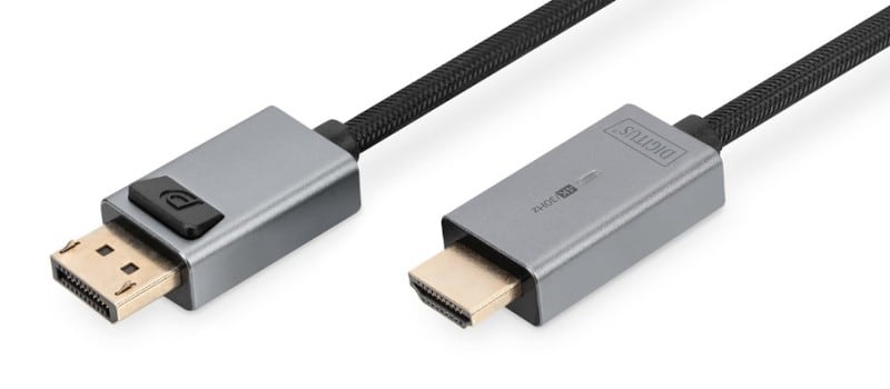 DIGITUS - DisplayPort 1.2 Adapterkabel DP/ST<>HDMI/ST, Alugehäuse, 4K/ 30Hz, 1,8m, sw