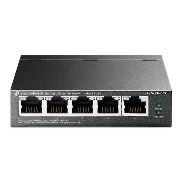 TP-LINK - Desktop 5-Port Gigabit Easy Smart PoE Switch 4 PoE+ Ports 65W