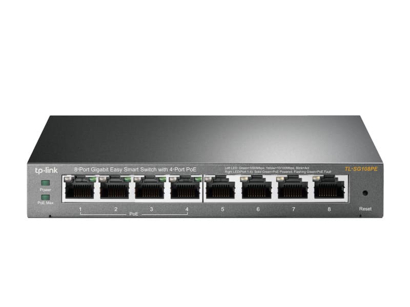 TP-LINK - Desktop 8-Port Gigabit Easy Smart PoE Switch4 PoE+ Ports 64W